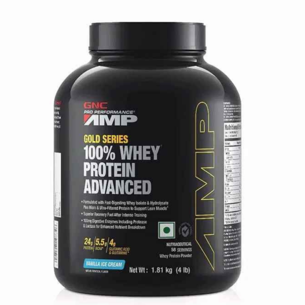 GNC AMP Gold Series 100% Whey Protein Advanced 4Lbs (58 Servings)