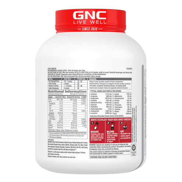 GNC Pro Performance 100% Whey — Chocolate Fudge, 1.81kg (4lb)  Field