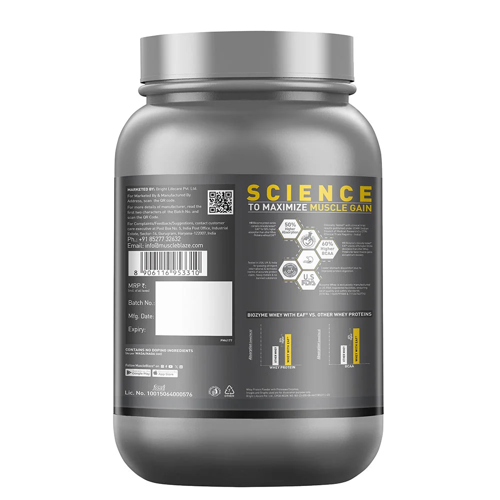 MUSCLEBLAZE BIOZYME PERFORMANCE WHEY, 1 KG