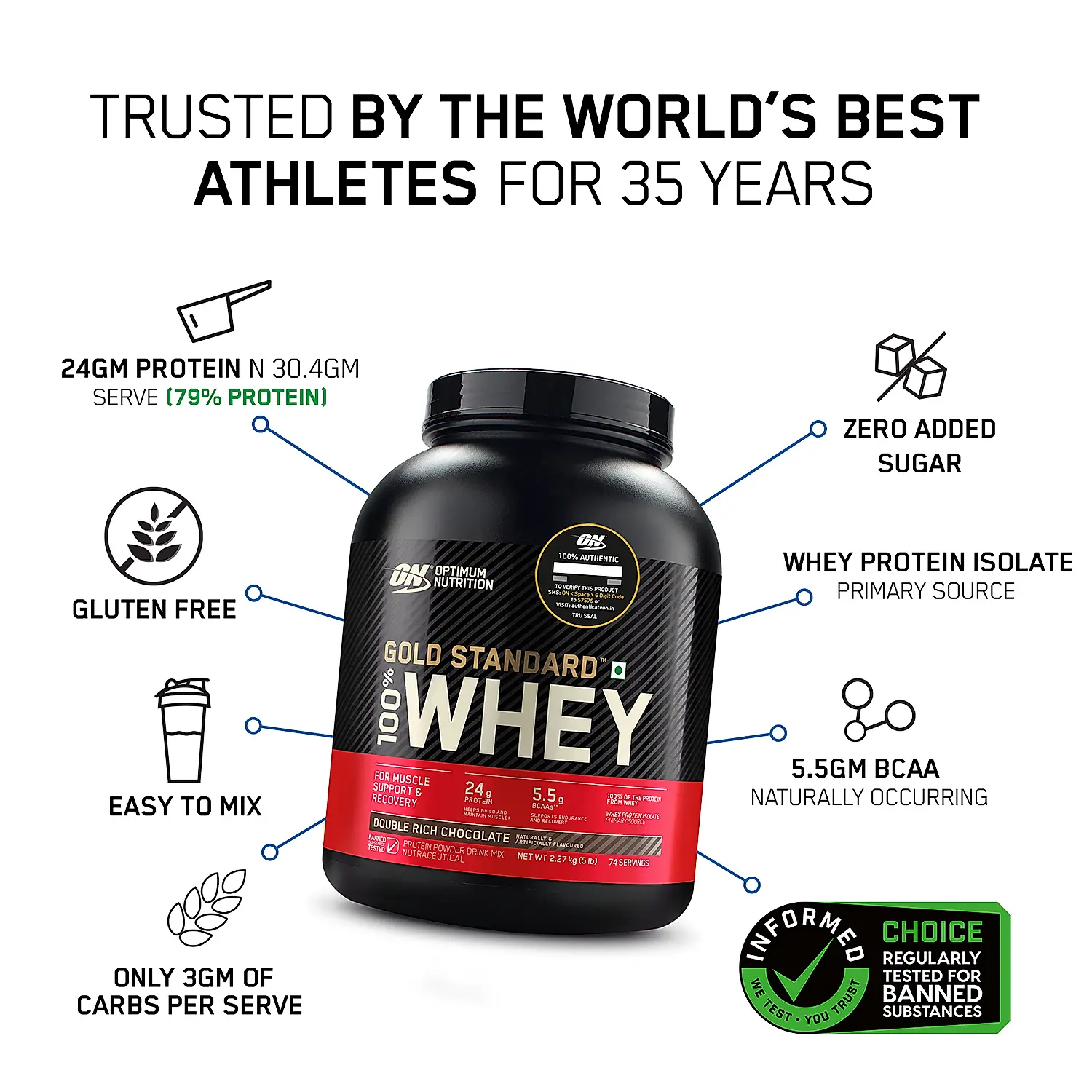 ON OPTIMUM NUTRITION GOLD STANDARD, 2.25KG 5LBS