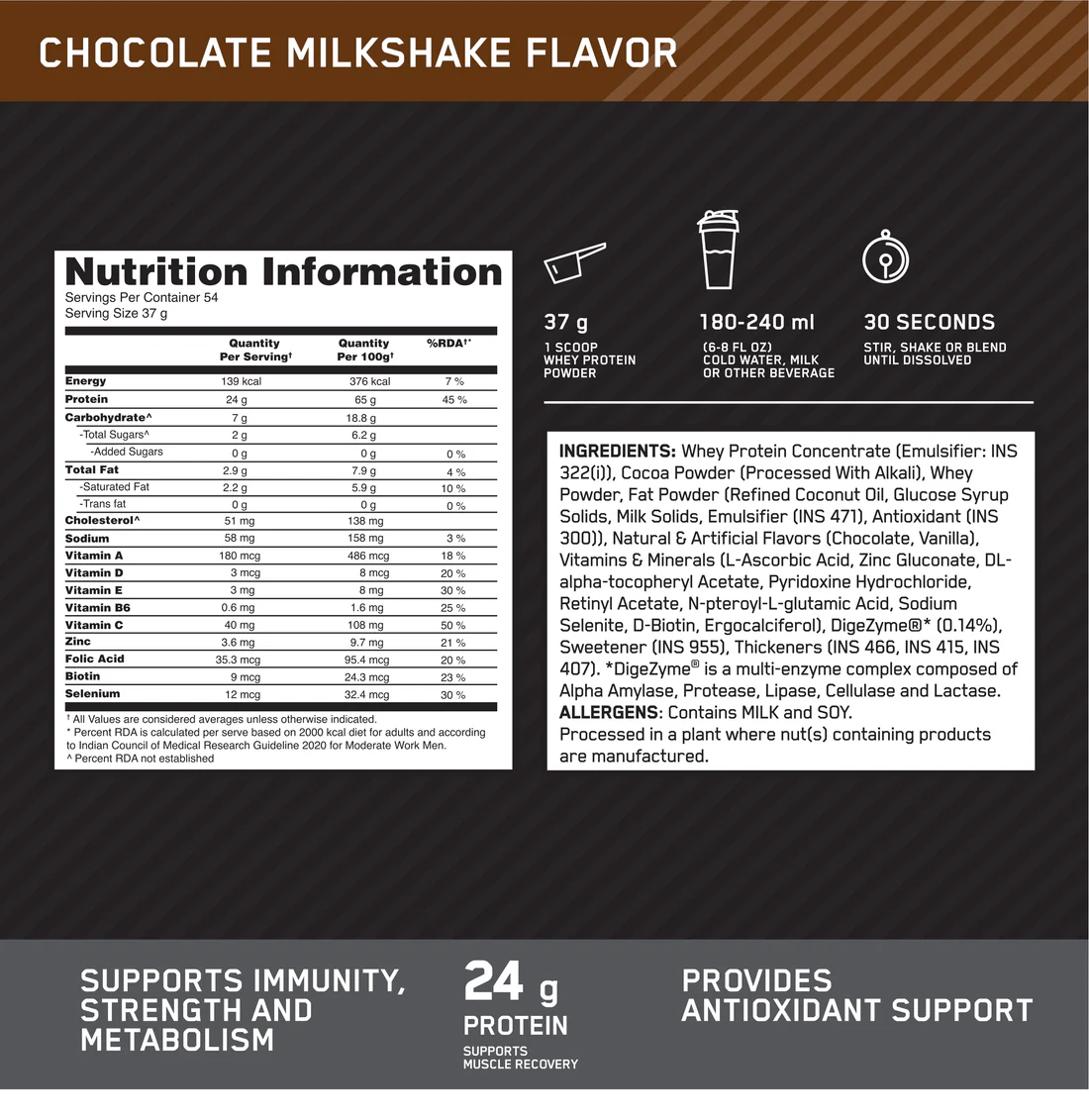 ON OPTIMUM NUTRITION PERFORMANCE WHEY 2KG