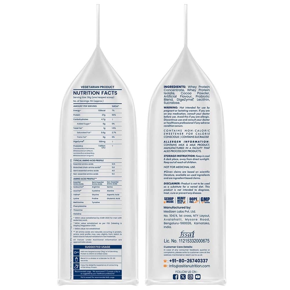 AS-IT-IS NUTRITION ATOM WHEY PROTEIN WITH ENZYMES 27GM, 2 KG