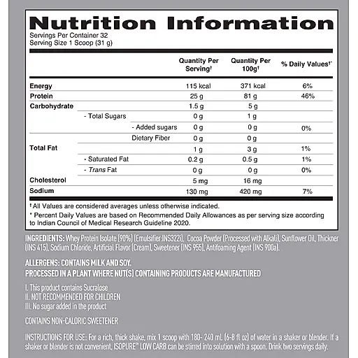 Isopure Low Carb 100% Whey Protein Isolate — Cookies & Cream, 1kg (2.2lb)